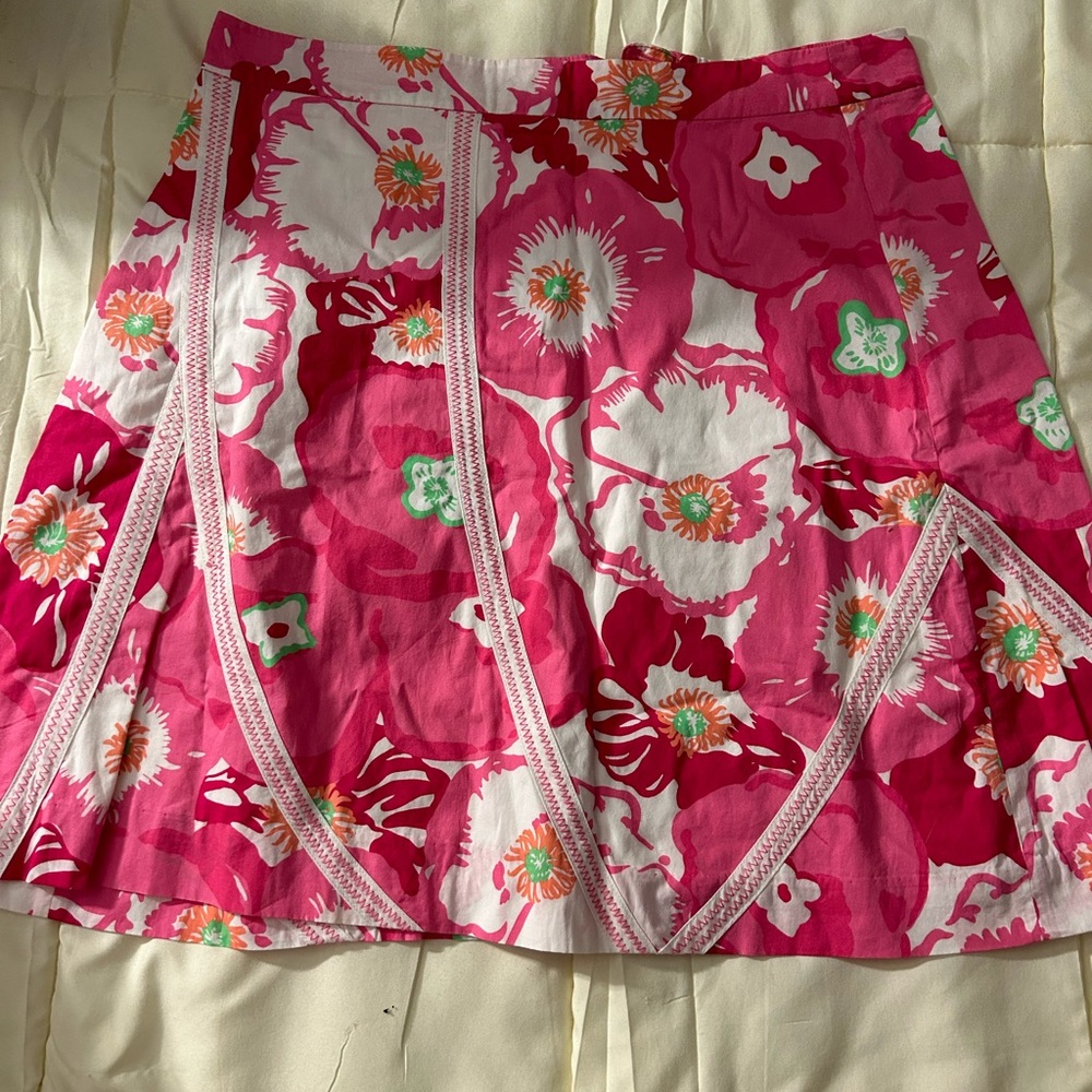 Lilly Pulitzer Hot Pink Floral A-Line Skirt